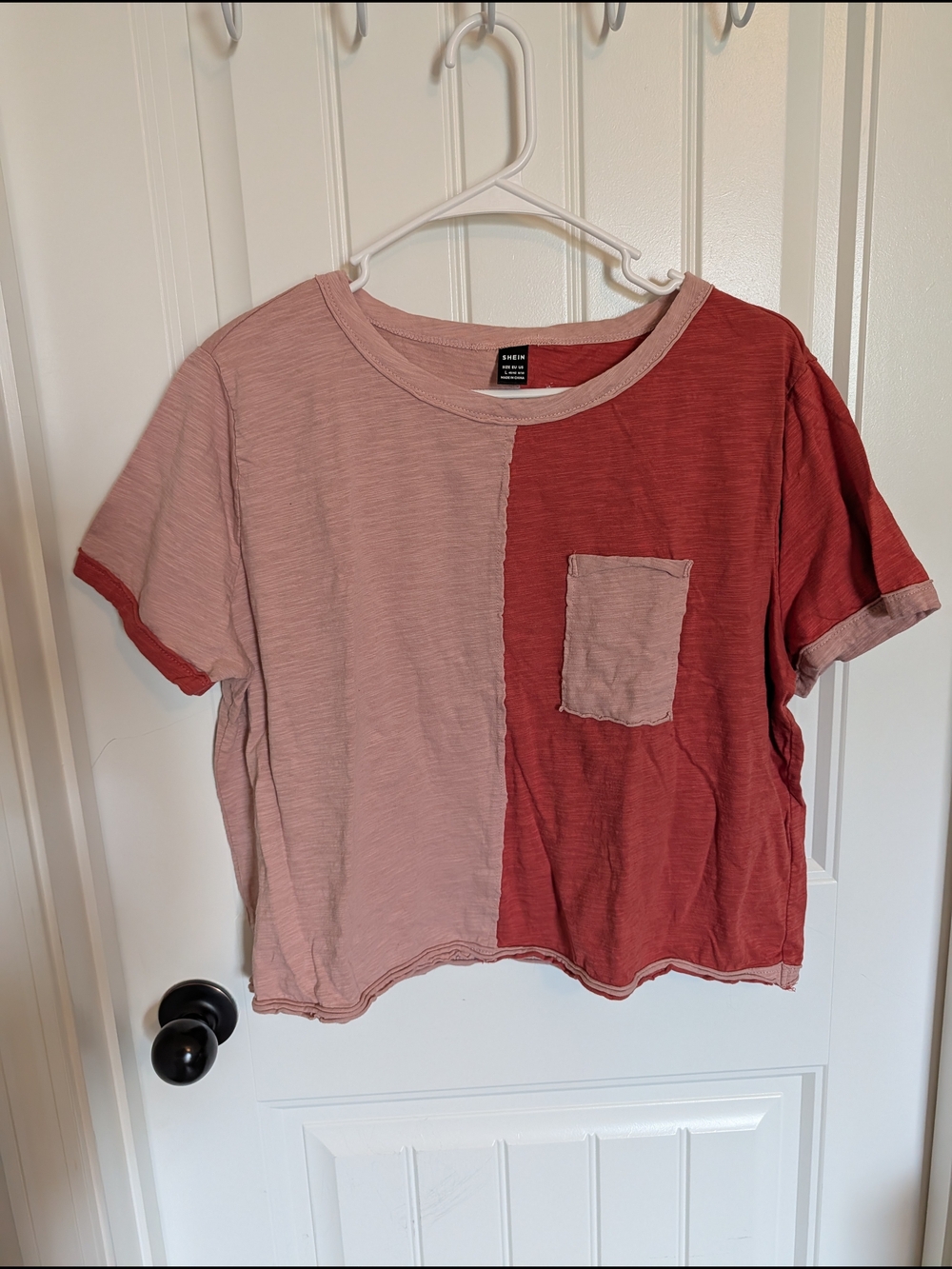 Colorblock Short Sleeve Tee — Pink & Rust